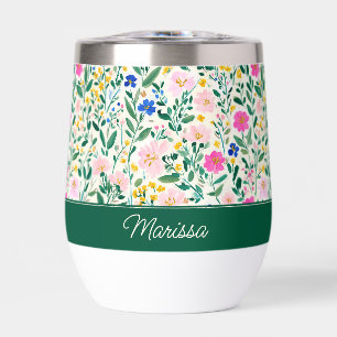 Kleurrijk Bloemig Monogram Thermisch Tumbler