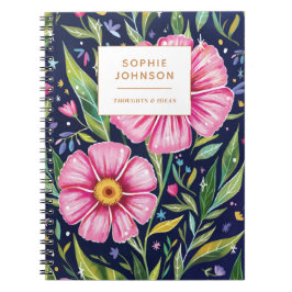 Kleurrijk Bloemig Mooie Meisjesachtige Paarse Gepe Notitieboek