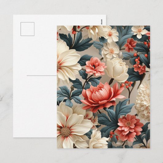 Kleurrijk bloemig naadloos patroon feestdagenkaart (Voorkant / Achterkant)