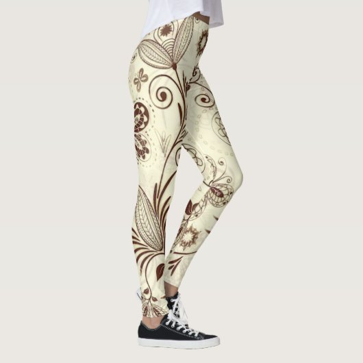 Kleurrijk bloemig naadloos patroon leggings (Rechts)