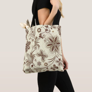 Kleurrijk bloemig naadloos patroon tote bag