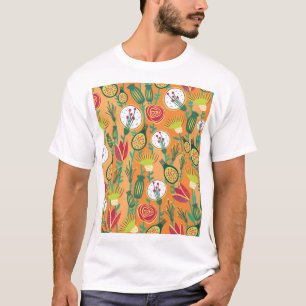 Kleurrijk bloemig naadloos patroonontwerp t-shirt