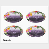 Kleurrijk Bloemig Paars Productlabel Monogram Logo Ovale Sticker (Vel)