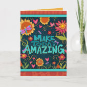 Kleurrijk Bloemig Plezier Maakt Vandaag Geweldig Bedankkaart (Voorkant)