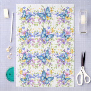Kleurrijk bloemmotief & Blauwe Vlinder Decoupage P Tissuepapier