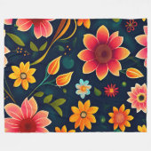 Kleurrijk bloemmotief fleece deken (Voorkant (Horizontaal))