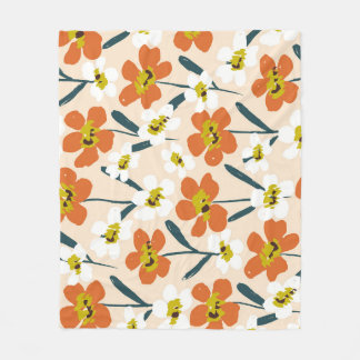 Kleurrijk, bloemmotief. fleece deken