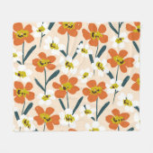 Kleurrijk,  bloemmotief. fleece deken (Voorkant (Horizontaal))