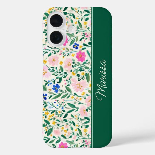 Kleurrijk bloemmotief gepersonaliseerd Case-Mate iPhone case (Achterkant)