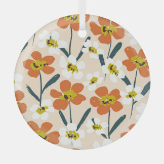 Kleurrijk, bloemmotief. glas ornament