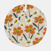 Kleurrijk,  bloemmotief. glas ornament (Achterkant)