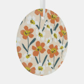 Kleurrijk,  bloemmotief. glas ornament (Voorkant Rechts)