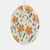 Kleurrijk,  bloemmotief. glas ornament (Voorkant links)