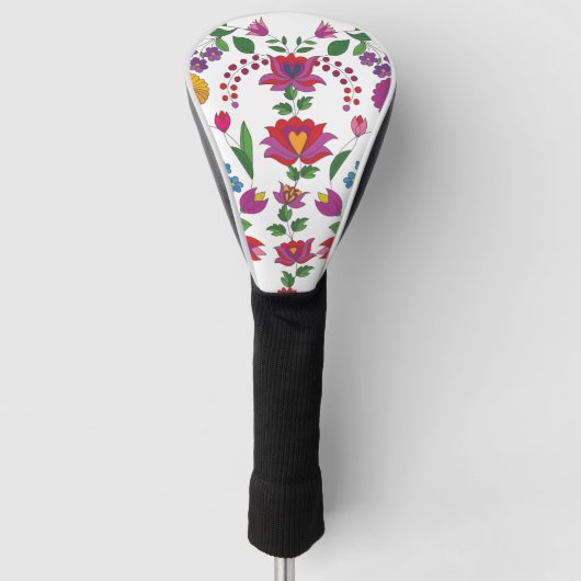 Kleurrijk Bloemmotief Golfheadcover (Voorkant)