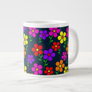 Kleurrijk Bloemmotief Grote Koffiekop