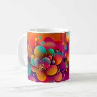 Kleurrijk bloemmotief, helder patroon drinkgerei v koffiemok