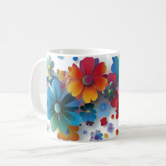 Kleurrijk bloemmotief, Helder patroon Levendig vol Koffiemok