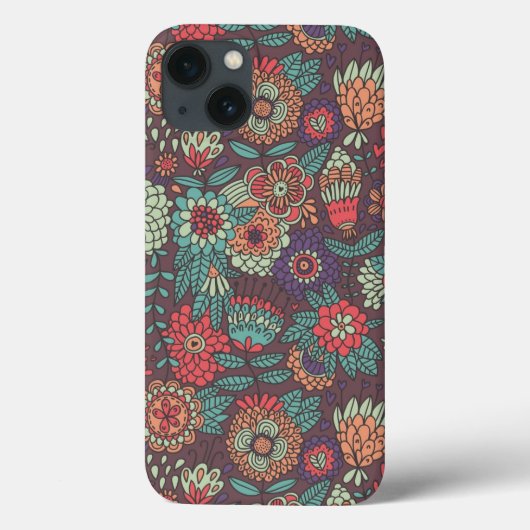 Kleurrijk bloemmotief in cartoonstijl Case-Mate iPhone case (Achterkant)