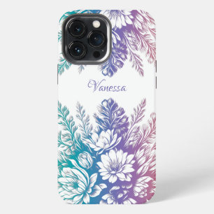 Kleurrijk bloemmotief in pasteltinten vintage stij iPhone 13 pro max hoesje