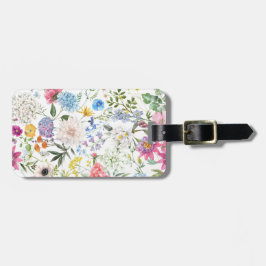 Kleurrijk bloemmotief in vintage stijl bagagelabel