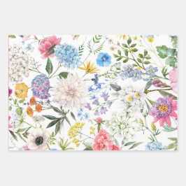 Kleurrijk bloemmotief in vintage stijl inpakpapier vel