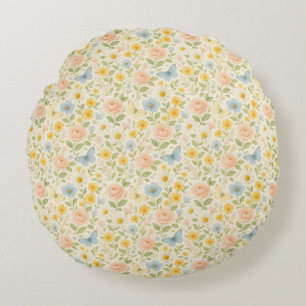 Kleurrijk bloemmotief in vintage stijl met vlinder rond kussen