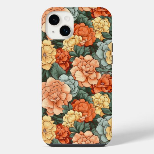 Kleurrijk Bloemmotief iPhone Hoesje (Achterkant)