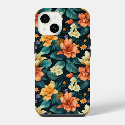 Kleurrijk Bloemmotief iPhone Hoesje (Achterkant)