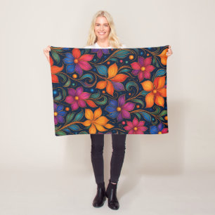 Kleurrijk Bloemmotief Keukendoek Levendig Fleece Deken