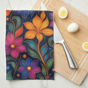 Kleurrijk Bloemmotief Keukendoek   Levendig  Theedoek