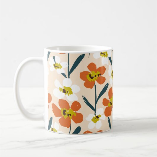 Kleurrijk, bloemmotief. koffiemok (Links)
