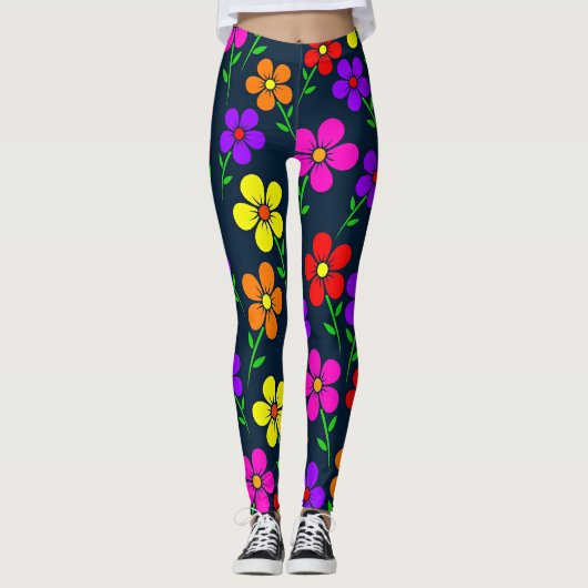 Kleurrijk Bloemmotief Leggings (Voorkant)