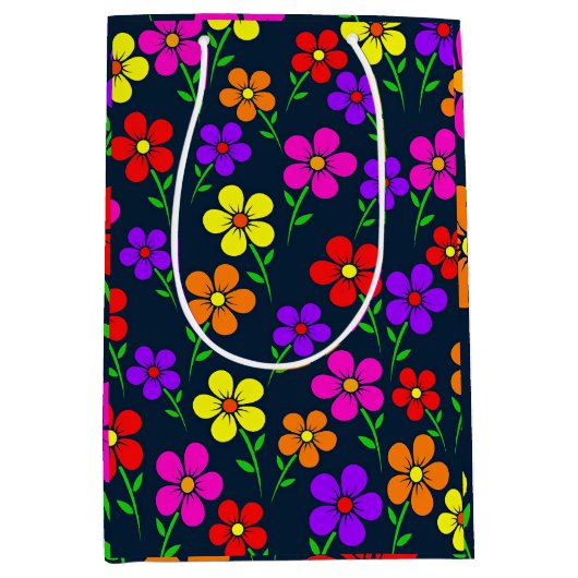 Kleurrijk Bloemmotief Medium Cadeauzakje (Voorkant)