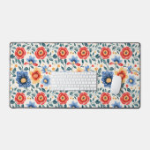 Kleurrijk bloemmotief met rood bureaumat (Keyboard & Muis)