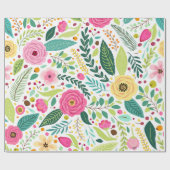 Kleurrijk bloemmotief met roze, geel cadeaupapier (Vlak)