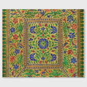 Kleurrijk  bloemmotief met vogeltjes cadeaupapier (Vlak)