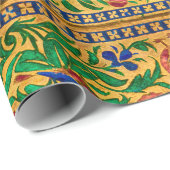 Kleurrijk  bloemmotief met vogeltjes cadeaupapier (Rol Hoek)