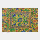 Kleurrijk  bloemmotief met vogeltjes theedoek (Horizontaal)