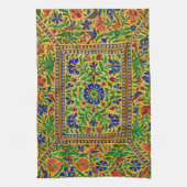 Kleurrijk  bloemmotief met vogeltjes theedoek (Verticaal)