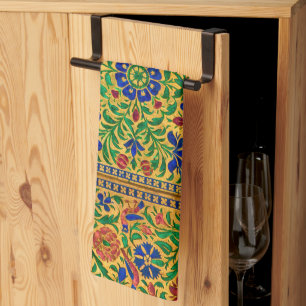 Kleurrijk bloemmotief met vogeltjes theedoek