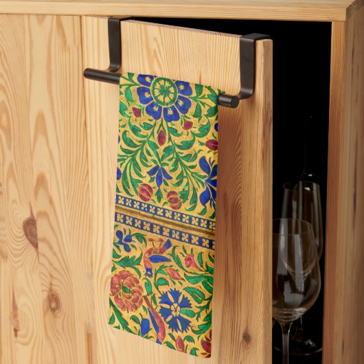 Kleurrijk  bloemmotief met vogeltjes theedoek (Derde Gevouwen)