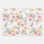 Kleurrijk Bloemmotief met Waterverfpatroon Inpakpapier Vel (Voorkant 3)