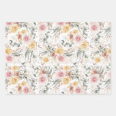 Kleurrijk Bloemmotief met Waterverfpatroon Inpakpapier Vel (Voorkant 2)