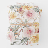 Kleurrijk Bloemmotief met Waterverfpatroon Inpakpapier Vel (In situ)