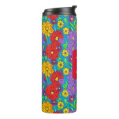 kleurrijk bloemmotief monogram thermosbeker (Gedraaid links)