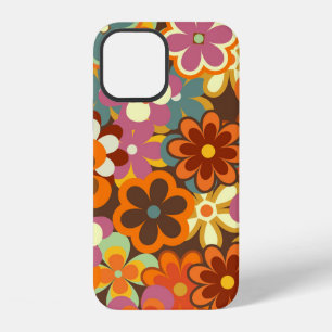 Kleurrijk bloemmotief naadloos patroon. Retro 70 iPhone 12 Hoesje