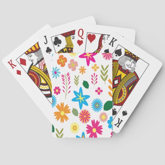 Kleurrijk Bloemmotief Pokerkaarten (Achterkant)