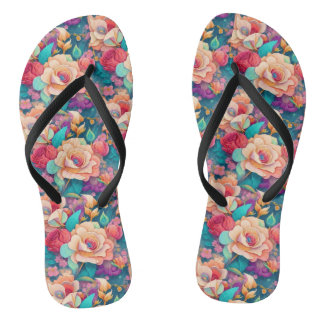Kleurrijk Bloemmotief Slanke Bandjes Flip Flops