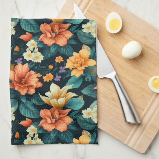 Kleurrijk Bloemmotief Theedoek (Quarter Fold)