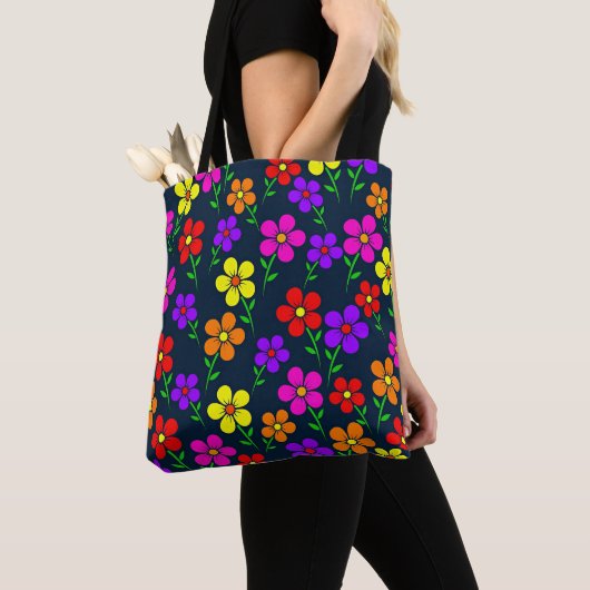 Kleurrijk Bloemmotief Tote Bag (Dichtbij)